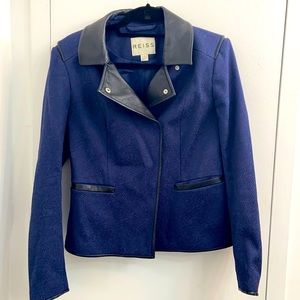 Reiss - Leather Trim Fall Jacket - Size Medium